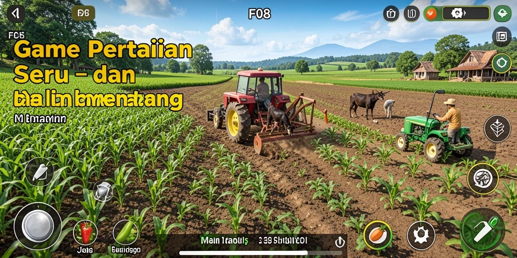 Tampilan screenshot F08 menunjukkan aktivitas bertani yang seru dan menyenangkan.