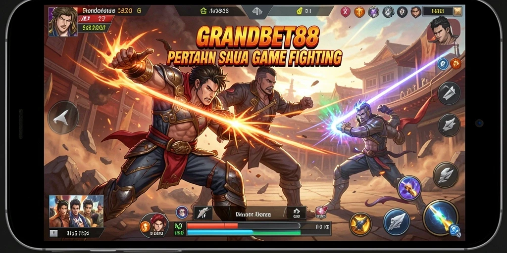 Screenshot dari gameplay <strong>GRANDBET88</strong> yang menunjukkan aksi pertarungan epik.