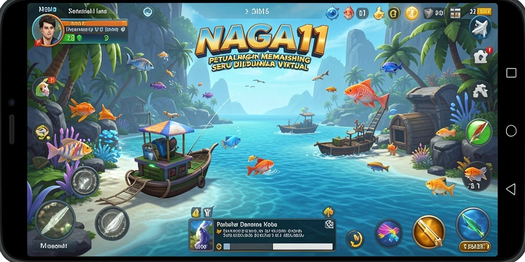 Screenshot gameplay NAGA11 menampilkan momen menangkap ikan dengan teman.