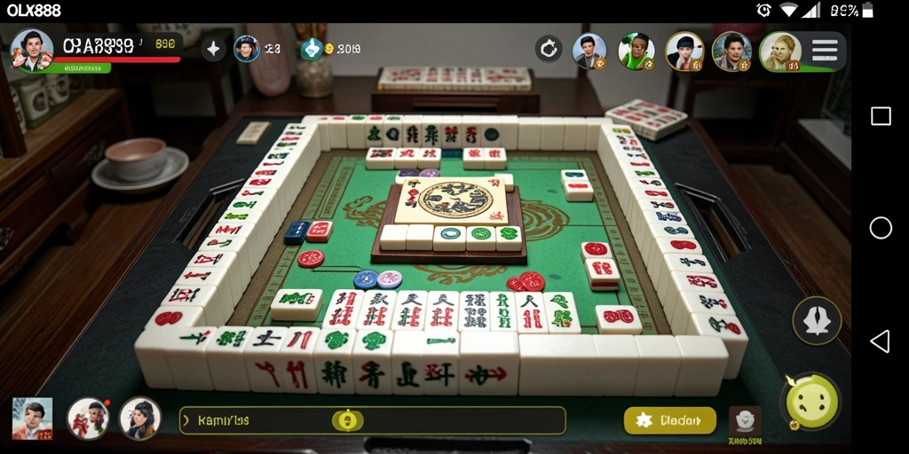 Tangkapan layar OLX888 menunjukkan gameplay Mahjong yang menarik dan interaktif.